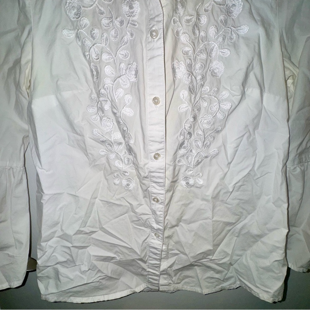 Boden White/Cream Button Up Blouse Floral Embroidery - Picture 4 of 10